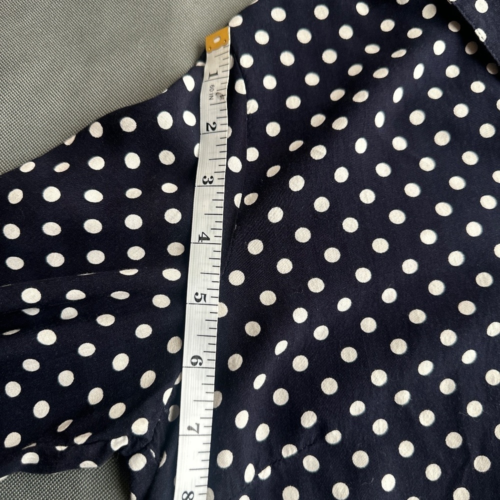 Navy Polka Dot Blouse with Sheer‎ Back Inset - Picture 10 of 10